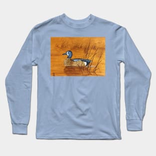 Blue-winged teal on a lake Long Sleeve T-Shirt